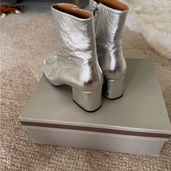 Marni Silver Leather Ankle Boots Mod style size 10  / 40 European - Picture 6 of 16